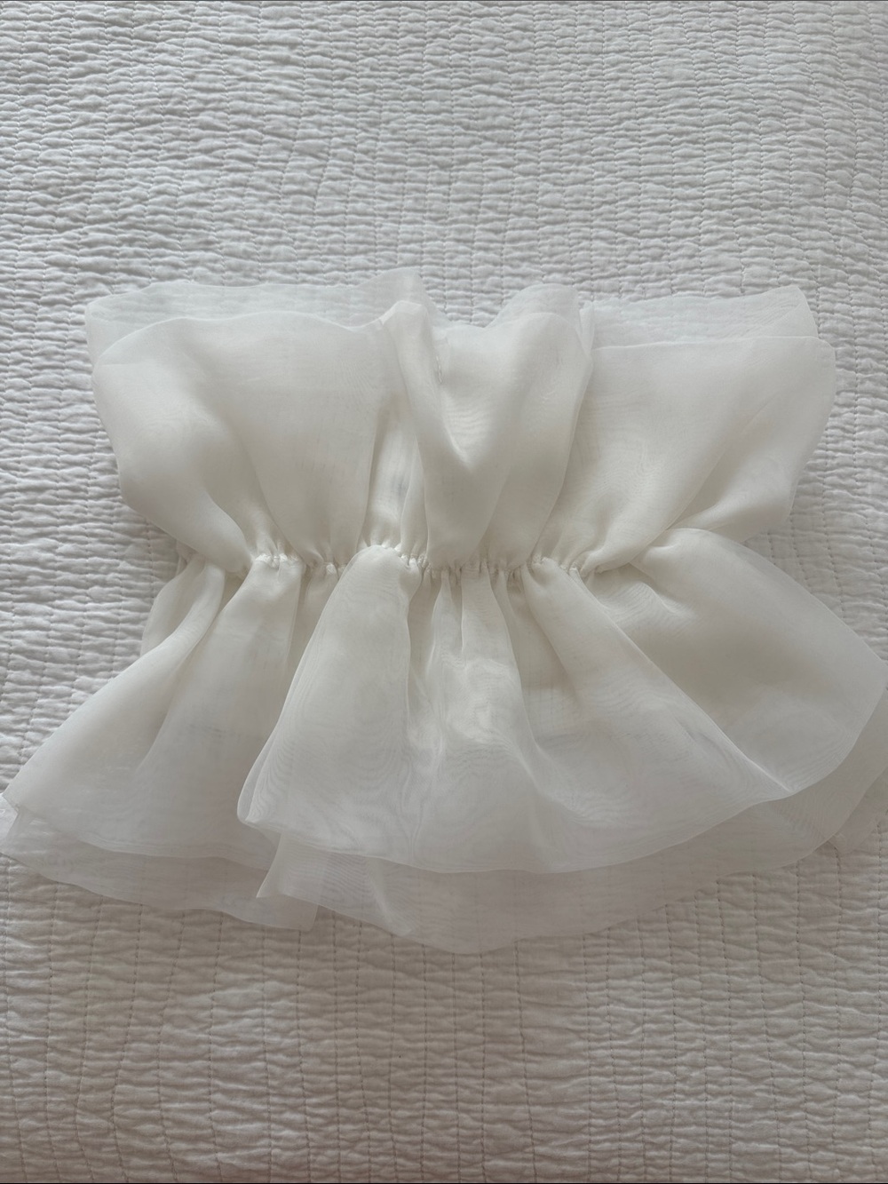 Zara White Chiffon Strapless Crop Top